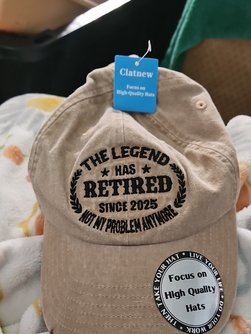 Beige "The Legend Has Retired" Embroidered Cap